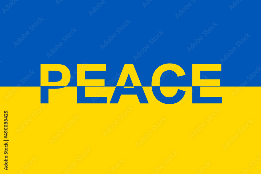 Flag of Ukraine with inscription Peace. Slogan calling to save peace and independence of Ukraine written in the colors of the national flag. Flag of Ukraine with inscription Peace. Slogan calling to save peace and independence of Ukraine written in the colors of the national flag.