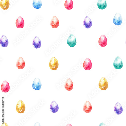 Hand drawn watercolor easter egg seamless pattern