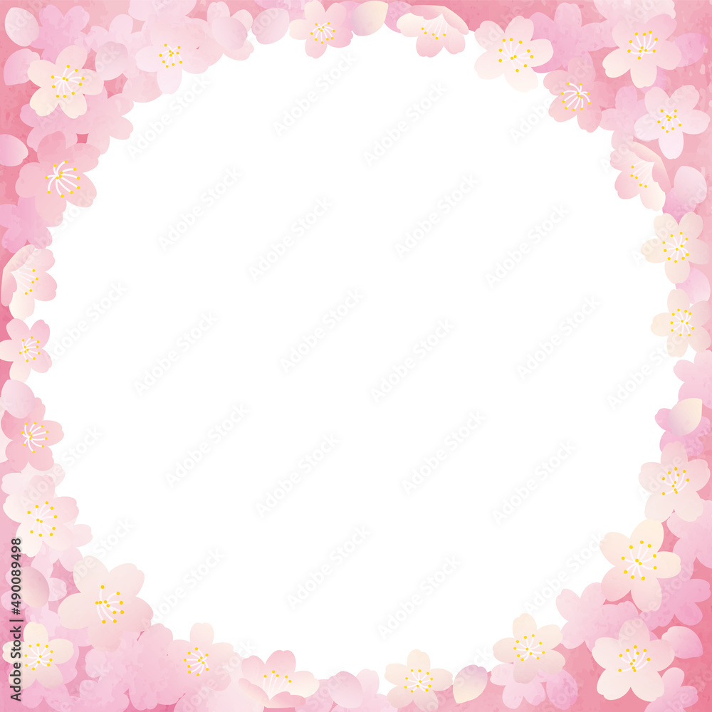 ピンクの桜フレーム（円）
