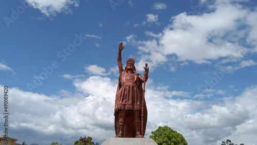 Inca Emperor Atahualpa Bronze Sculpture Erected In Cajamarca, Peru photo