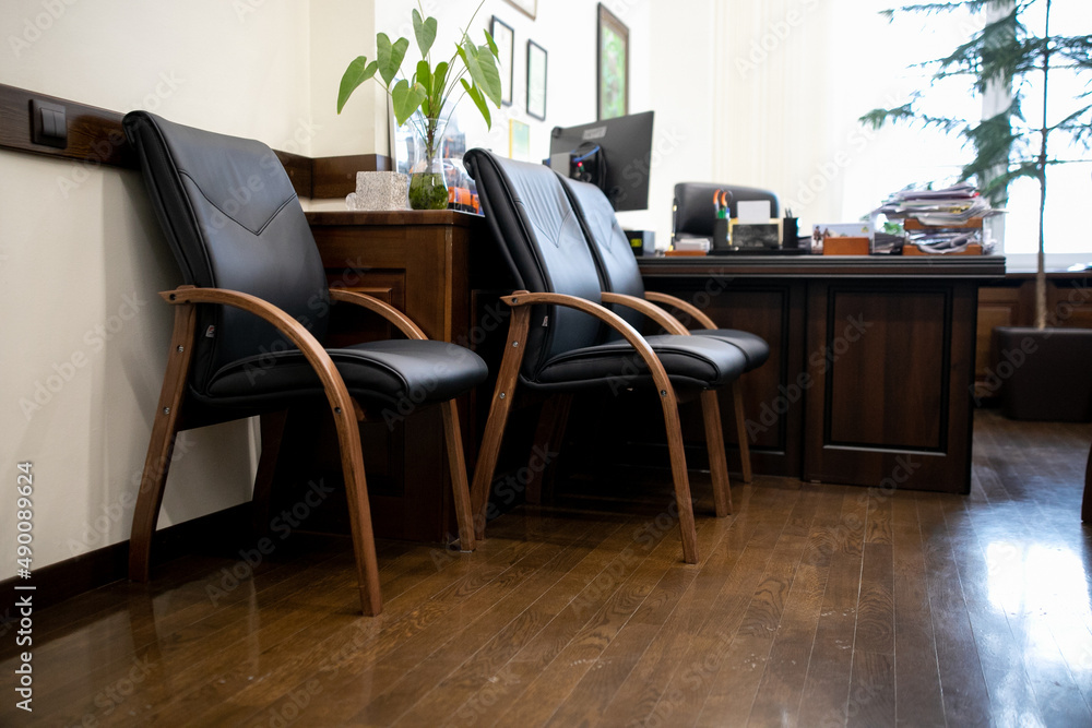 Director's office, desktop, documents, chairs for guests Director's office, desktop, documents, chairs for guests