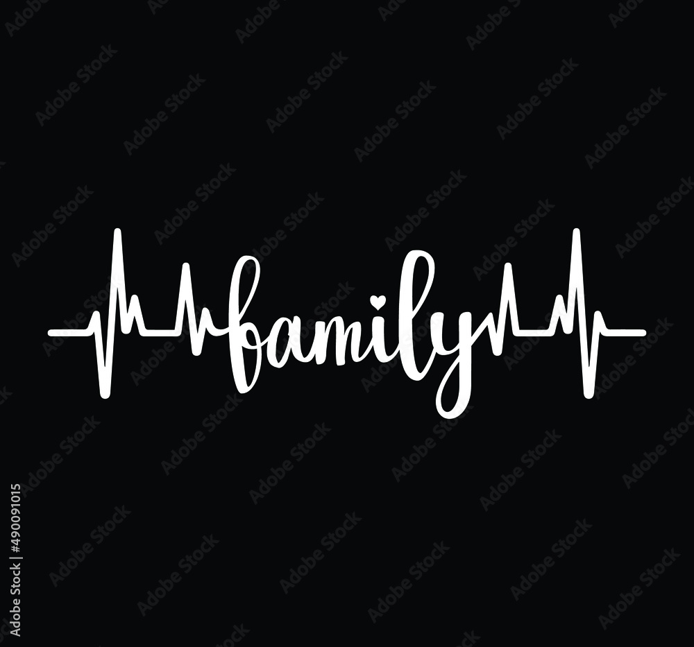 Family heart beat typography t-shirt design