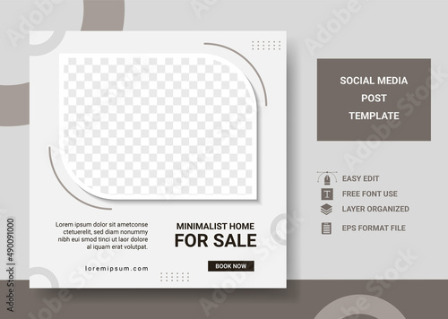 Minimalist home for sale social media post template