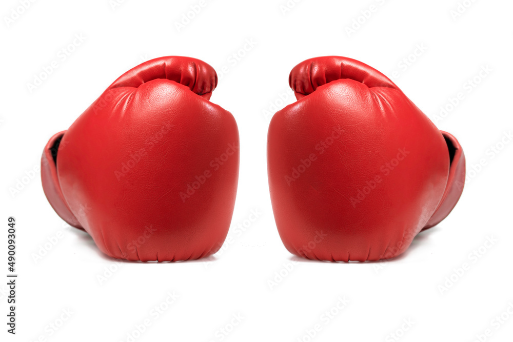 Red Boxing glove fighter isolated on white background