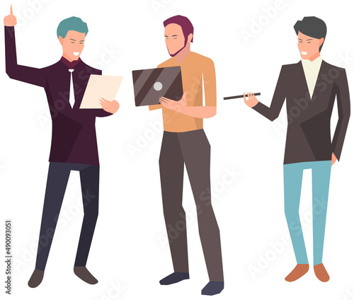 Businesspeople have project strategy planning meeting. Teamwork with business plan, creating new creative project. Meeting to discuss starting business. Colleagues discussing work in entrepreneurship