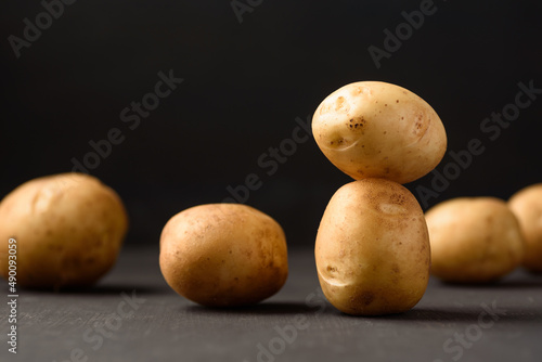 Organic potato from Thai farmer  local market on black background