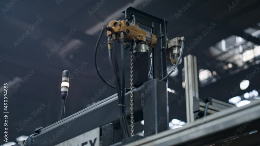 Factory automated machine signal lighting at industrial conveyor manufacture. Factory automated machine signal lighting at industrial conveyor manufacture.