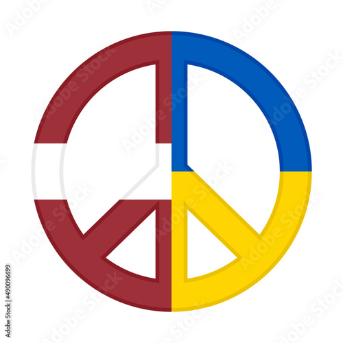 peace icon with latvia and ukraine flags. vector illustration isolated on white background	
