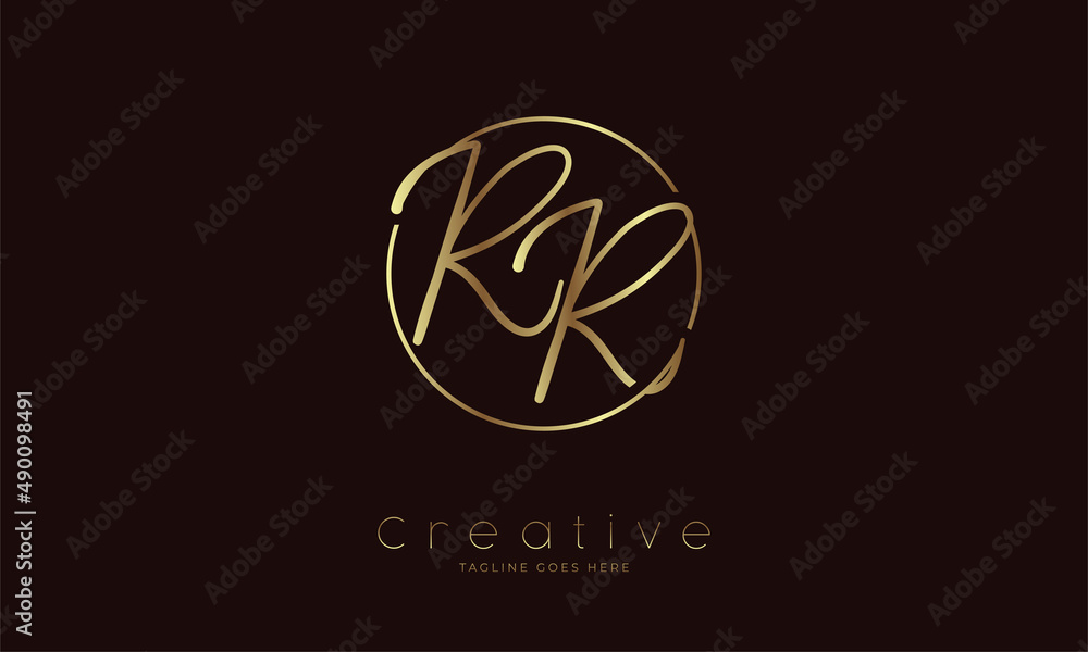 Initial RR Logo, handwritten letter RR in circle with gold colour, usable for Brand,, personal and company logos, vector illustration Initial RR Logo, handwritten letter RR in circle with gold colour, usable for Brand,, personal and company logos, vector illustration