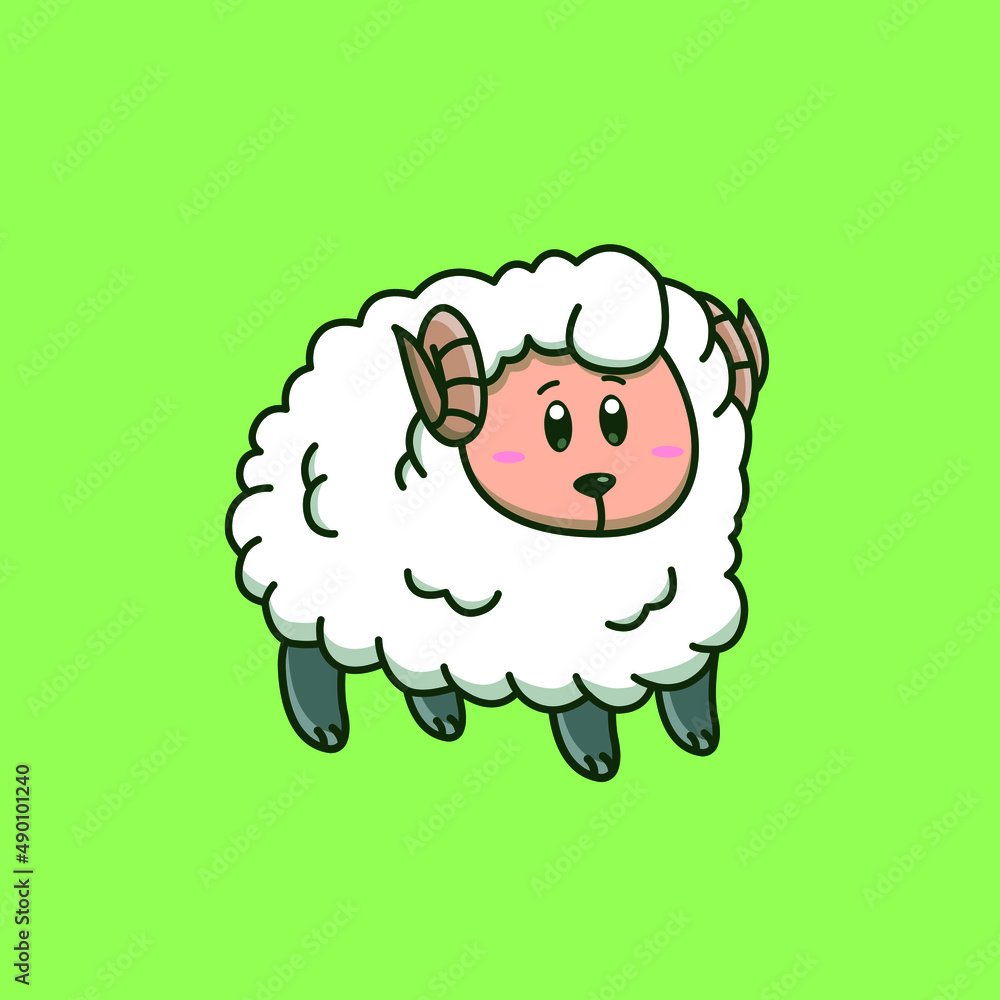 Cute cartoon sheep in vector illustration. Animal isolated vector. Flat cartoon style Cute cartoon sheep in vector illustration. Animal isolated vector. Flat cartoon style