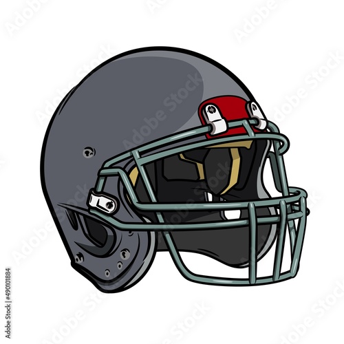 Gray helmet for American soccer.Sporty mood.Isolated on white background