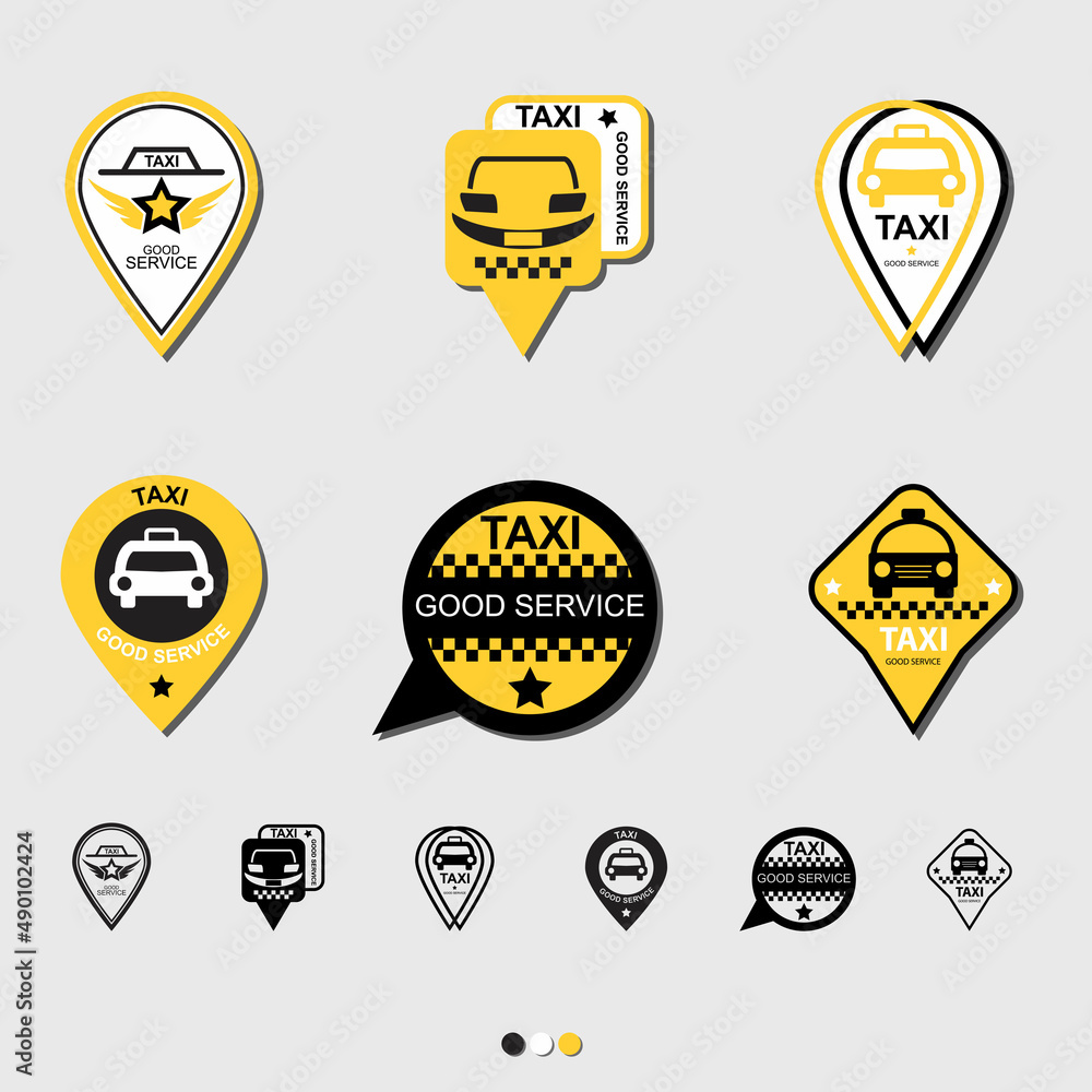Taxi Car And Good Service Logo Set - Vector Taxi Car And Good Service Logo Set - Vector