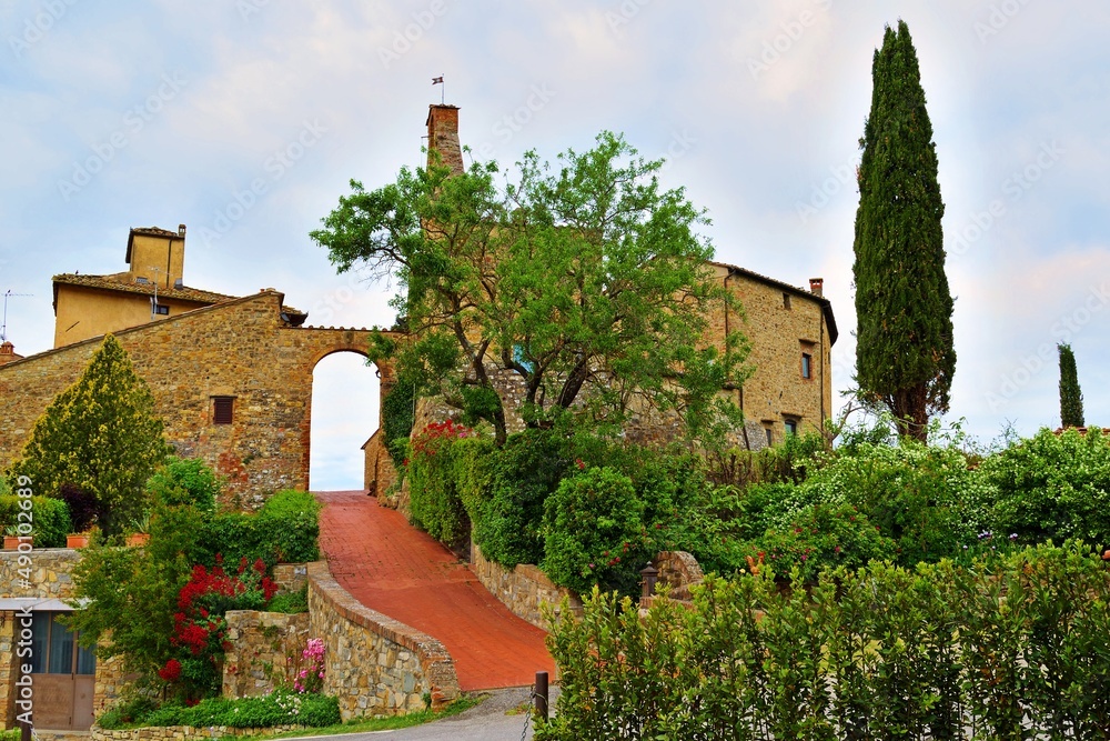 landscape of Tignano, the small medieval village in Tuscany, Italy in the town of Barberino Tavarnelle, Florence