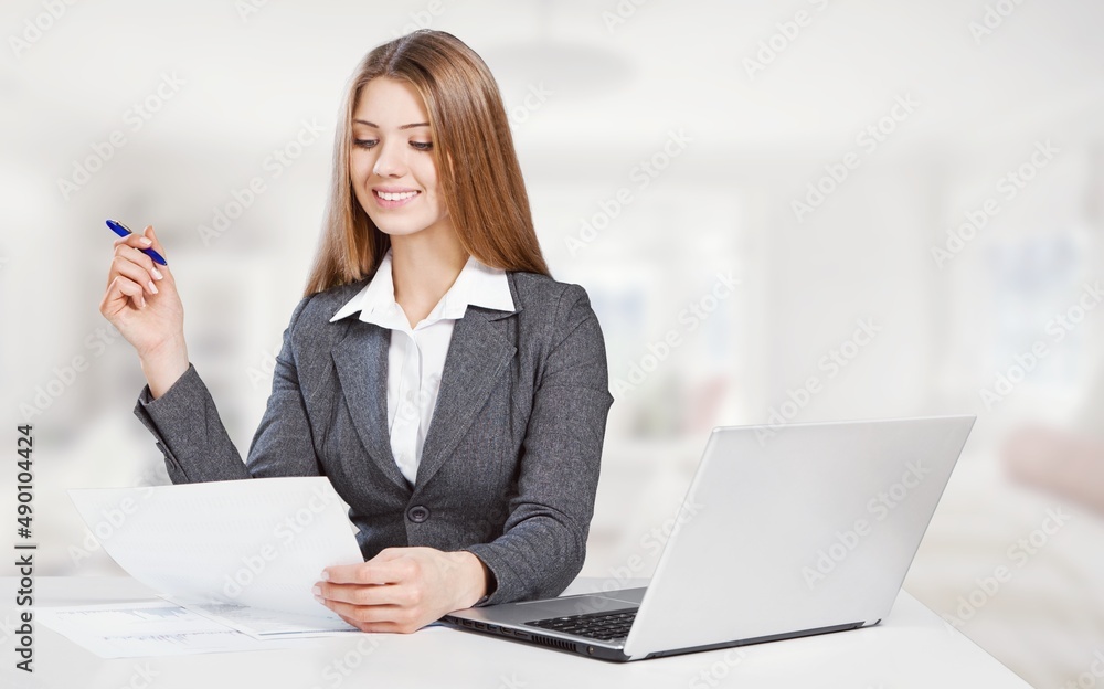 Accounting Bookkeeper Clerk Woman. Bank Advisor And Auditor concept Accounting Bookkeeper Clerk Woman. Bank Advisor And Auditor concept