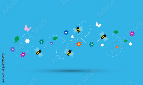 sfondo, folata di vento, fiori, piante, primavera
