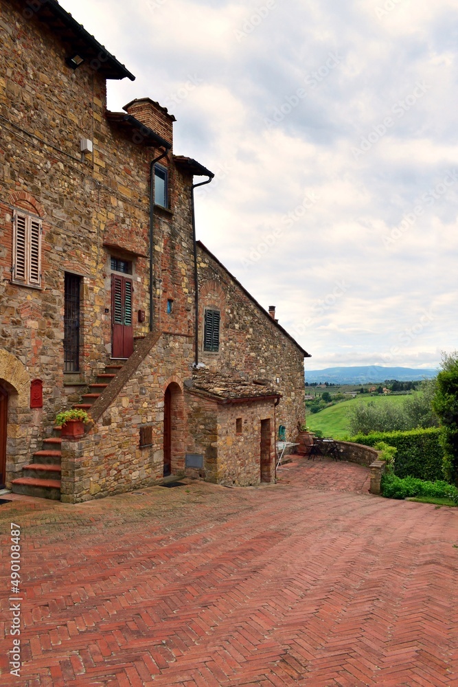landscape of Tignano, the small medieval village in Tuscany, Italy in the town of Barberino Tavarnelle, Florence