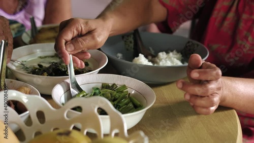 Thai food. Fresh spicy sauce with vegetables in Thailand. Closeup of appetiser