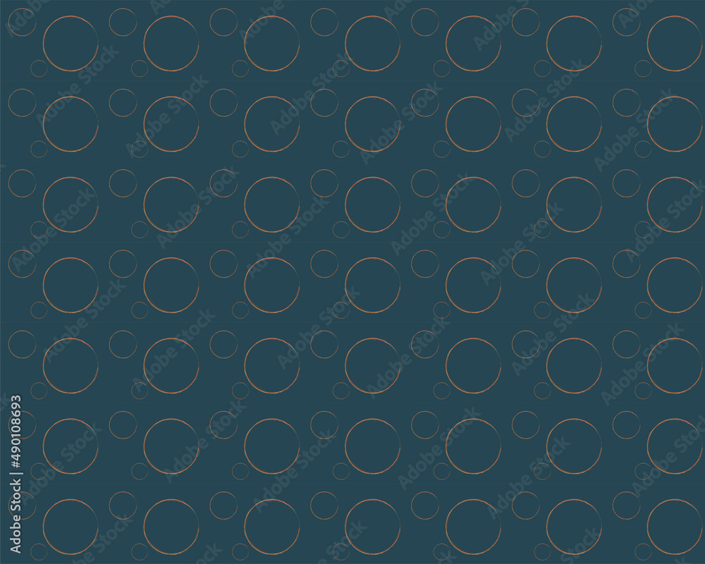 Dark blue pattern with orange circles. Abstract background texture. Wallpaper. Vector.
