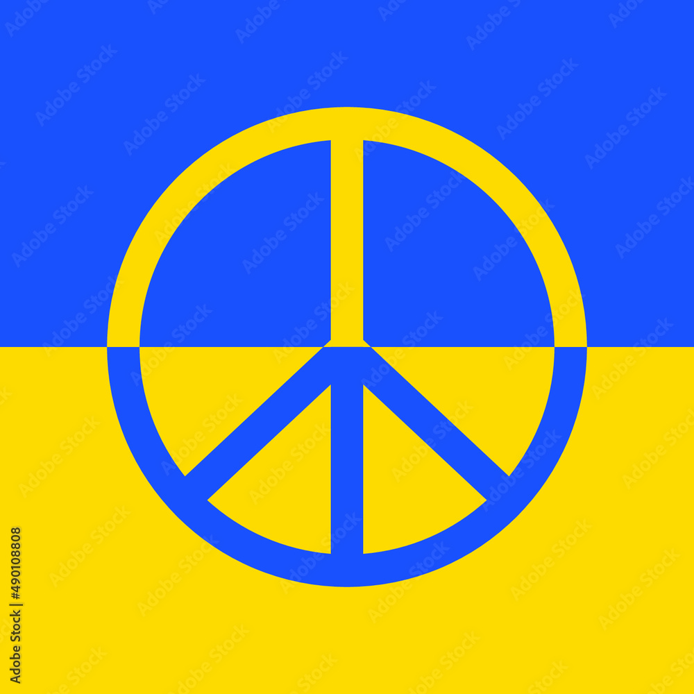 Illustation of the Ukrainian flag in the national colors and the peace signs Illustation of the Ukrainian flag in the national colors and the peace signs