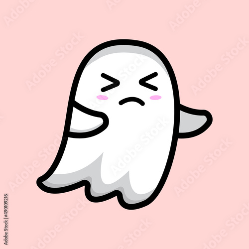 cute ghost closing eyes illustration design