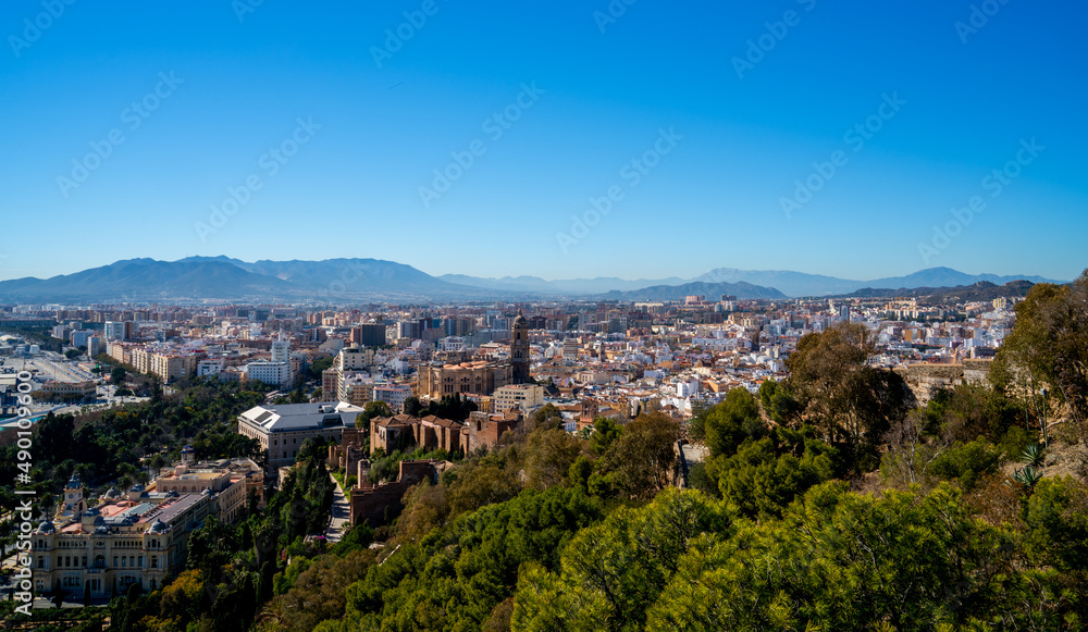 Panoramic view over the city of Malaga, Spain

