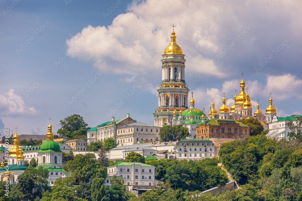 View on Kyiv Pechersk Lavra, Great Lavra Belltower and Related Monastic Buildings, Kyiv. Ukraine