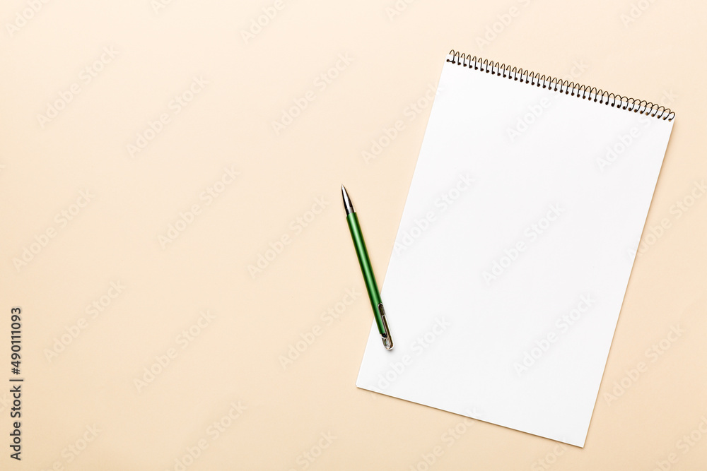 Blank notebook with pen on white background. Back to school and education concept Blank notebook with pen on white background. Back to school and education concept