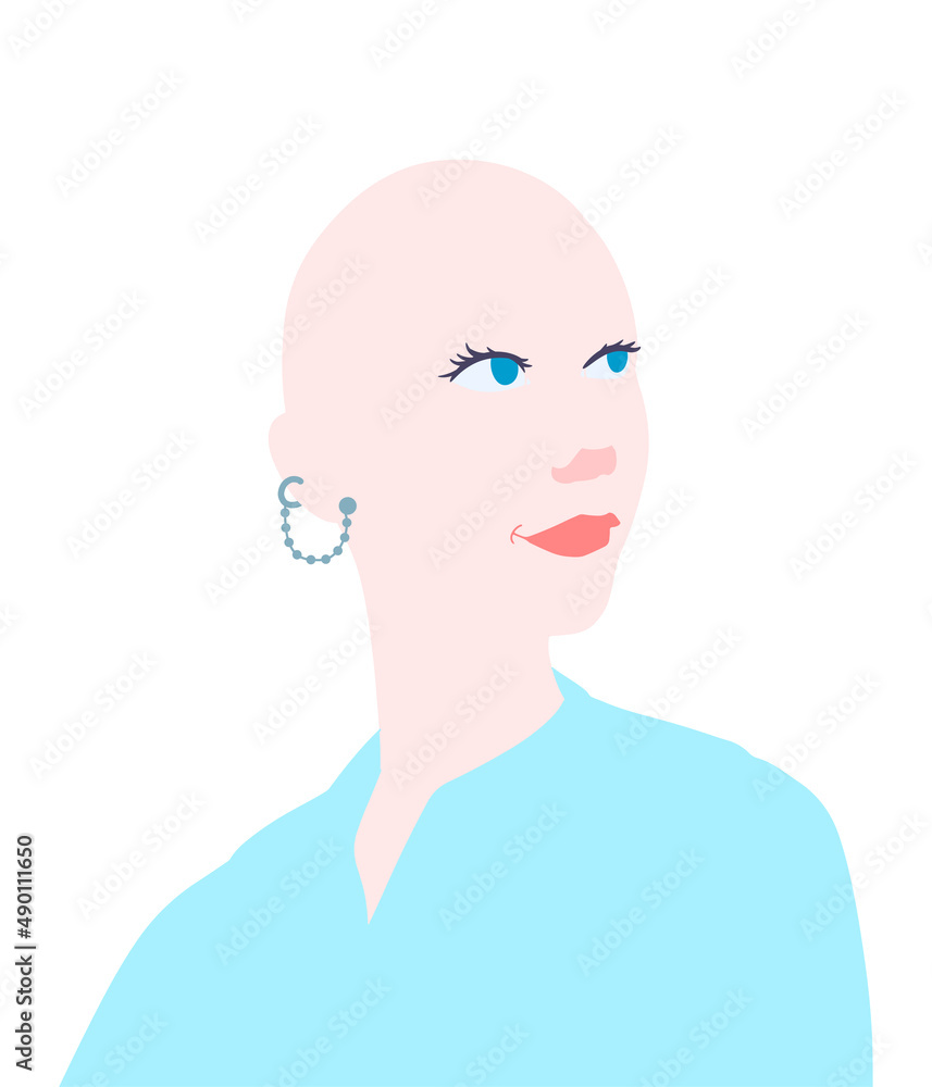 Portrait of bald woman, vector illustration Portrait of bald woman, vector illustration