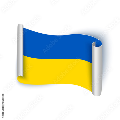 Ukrainian flag on ribbon, Ukraine, vector illustration