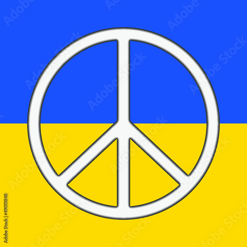 Illustation of the Ukrainian flag in the national colors and the peace signs