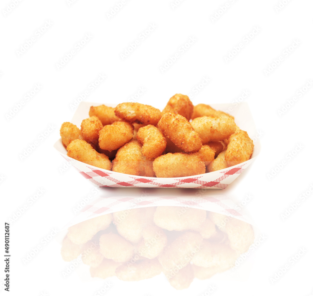 Crispy Deep Fried Popcorn Shrimp in a Takeout Container Crispy Deep Fried Popcorn Shrimp in a Takeout Container