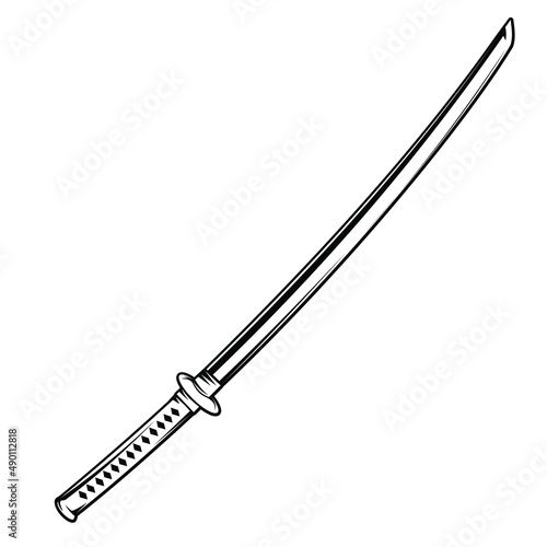 Asian katana. Asian element vector. Eastern culture symbol. Japanese sword.