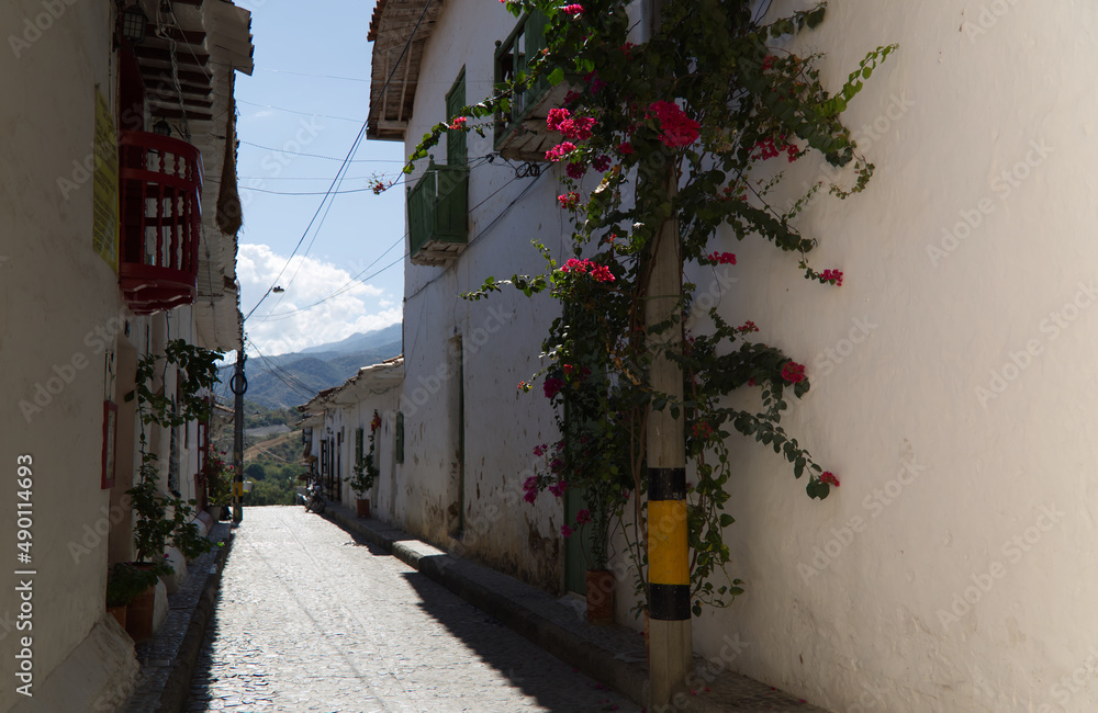 Fototapeta premium Colonial buildings in Santa Fe of Antioquia, Colombia