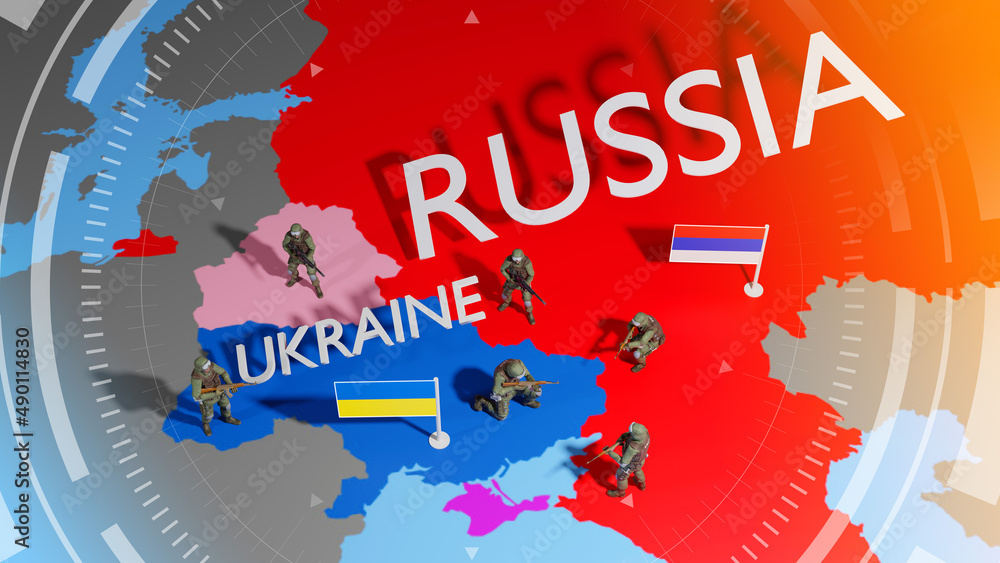 Ukraine crisis map. Ukraine and Russia military conflict. Geopolitical 