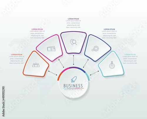 Vector illustration, infographics design, template, marketing, information, with 5 options or steps