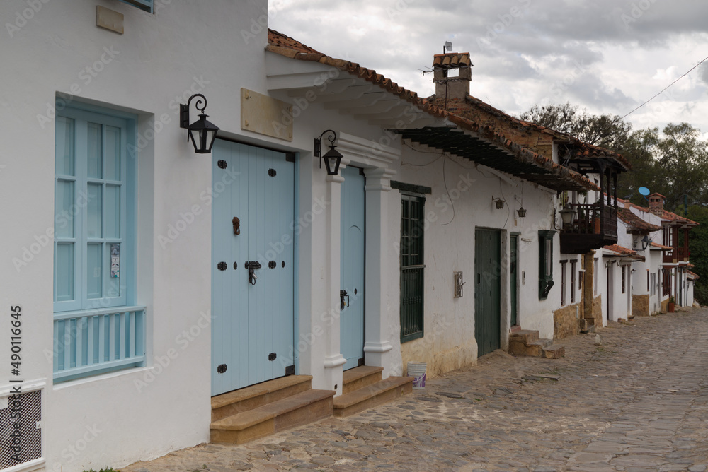 Colonial buildings in the pretty village of Villa De Leyva, Colombia