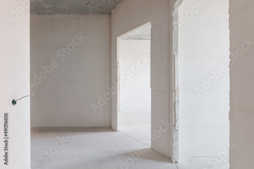 interior of the apartment without decoration in gray colors