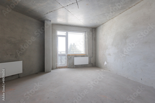 interior of the apartment without decoration in gray colors