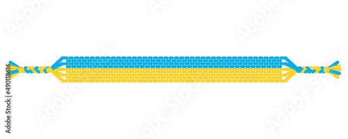 Ukraine flag handmade hippie friendship bracelet of threads with Ukraine flag. Ukrainian Russian war.