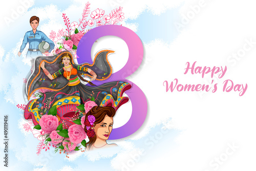 Happy International Women s Day 8th March greetings background