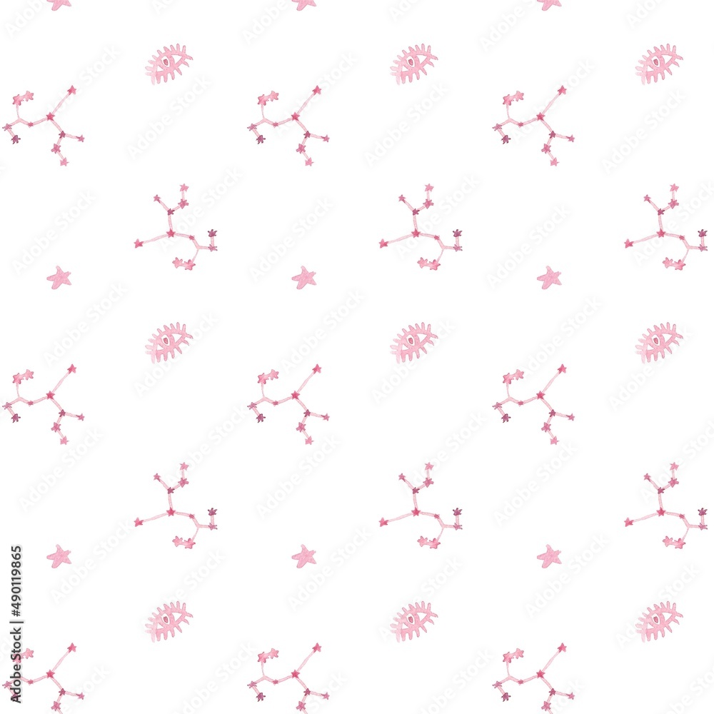 watercolor seamless pattern with isoteric illustration on white watercolor seamless pattern with isoteric illustration on white