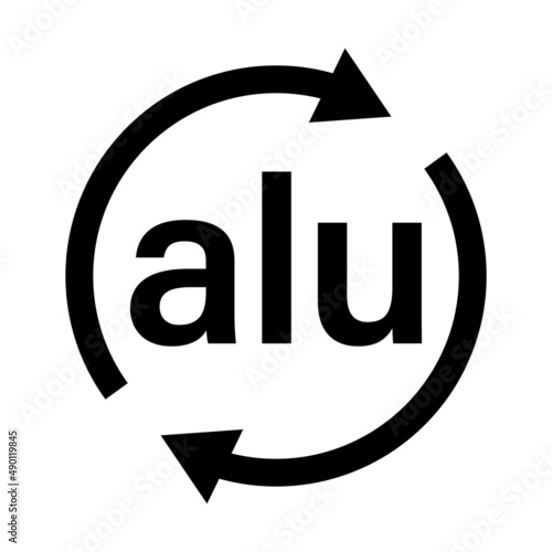 Aluminium recycling symbol ALU. Flat illustration