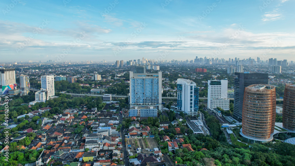Obraz premium Aerial View of Iconic South Quarter Dome Building in Jakarta. Jakarta, Indonesia, March 2, 2022