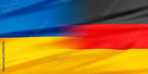 Flags of Germany and Ukraine. 3d Rendering.