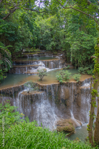 Huay Mae Khamin Waterfall in Kanchanaburi.amazing Thailand.
