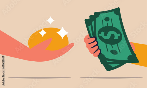 Increase price and commerce europe direction forecast. Dollar expense and economy cost vector illustration concept. Finance income and inflation money. Business capital demand and shortage customer