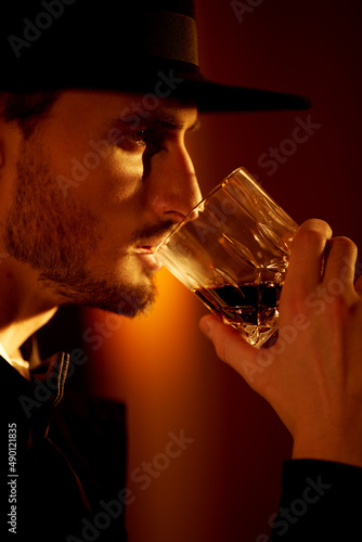 gangster drinking whiskey