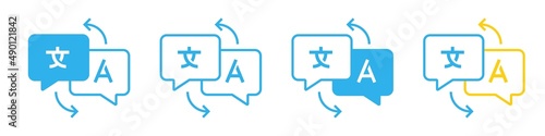 Translate icons set. Language line translation signs for apps and websites. Vector illustration.
