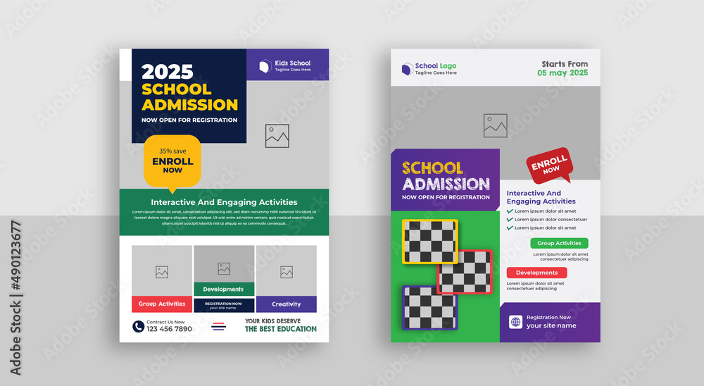 School education admission flyer poster