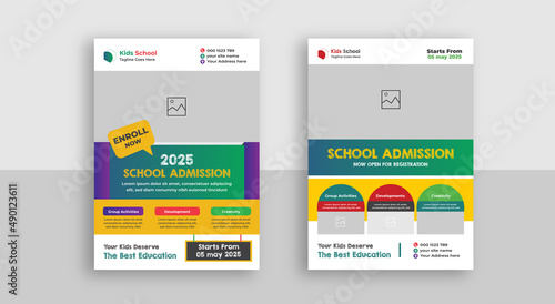 Kids back to school education admission flyer poster